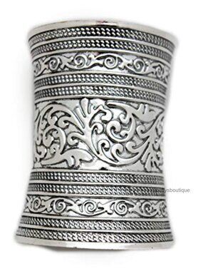 Women's Silver Metal Long Cuff Bracelet Adjustable Wide Filigree Band